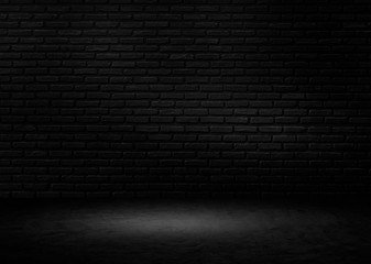 Wall Mural - room black floor is made of dark with brick and plaster for interior decoration or gym for exercise.