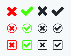 Poster - set of check marks. check and wrong icons for website