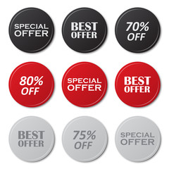 Wall Mural - Set of special offer, best offer buttons with shadow