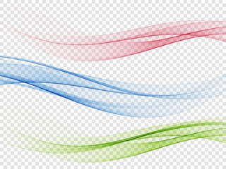 Poster - set of abstract color wave. color smoke wave. transparent color wave. blue, pink, green color. wavy 