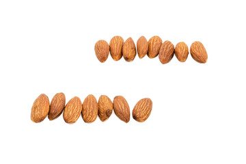 Canvas Print - Almond nuts isolated with white background.