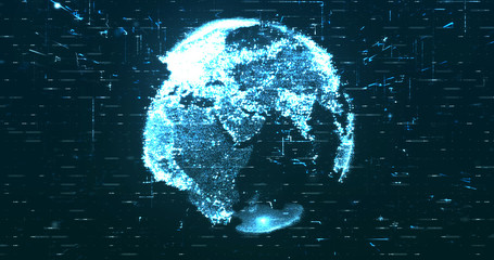 Wall Mural - Digital space world 3d data earth background