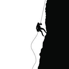 A vector silhouette of a female rock climber.