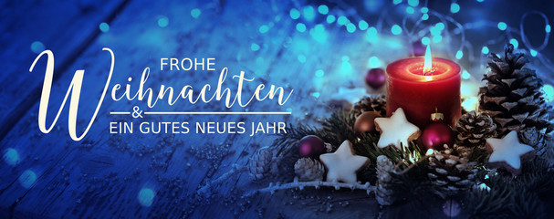 Wall Mural - christmas card - german text - merry christmas and happy new year