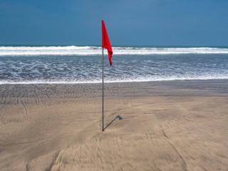 Wall Mural - Indonesia, november 2019: The Kuta beach in Bali. White sand and blue ocean