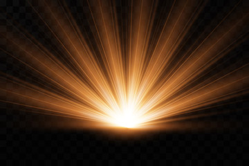 Poster - Bright Star. Transparent shining sun, bright flash. Vector sparkles. To center a bright flash. Transparent shining sun, bright flash.