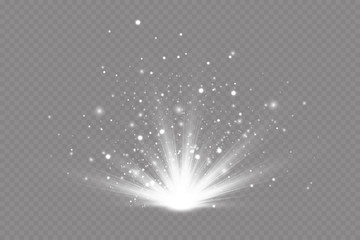 Glow light effect. Vector illustration. Christmas flash. dust