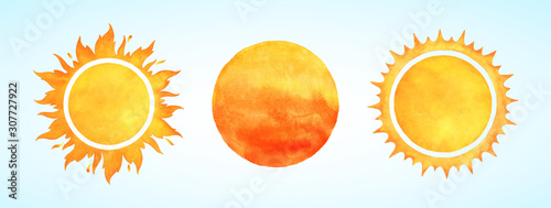 Fotomural Watercolor vector sun shapes