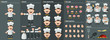 Cartoon cook, chef man constructor for animation. Parts of body: legs, arms, face emotions, hands gestures, lips sync. Full length, front, three quarter view. Set of ready to use poses, objects