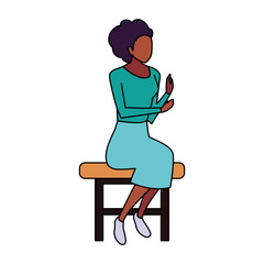 Sticker - young woman sitting in chair on white background