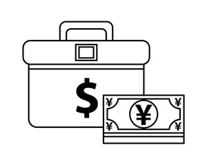 Poster - portfolio briefcase with yens bills money