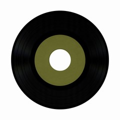 Poster - vinyl record with blank green label isolated over white