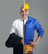 © Pixel-Shot - Comparison portrait of man in uniforms of different professions on grey background