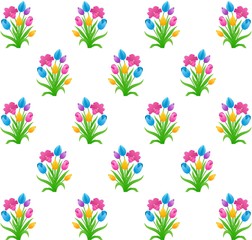 Wall Mural - The Amazing of Beautiful Colorful Flower Illustration, Pattern Wallpaper