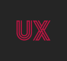 Initial Two Letter Red Line Shape Logo On Black Vector UX