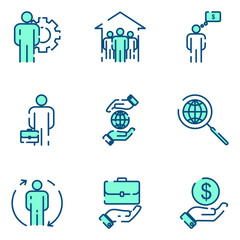 Poster - Business Corporation set icon template color editable. Head Hunting pack symbol vector sign isolated on white background icons vector illustration for graphic and web design.