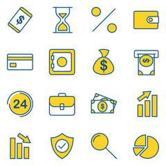 Poster - Finance set icon template color editable. Finance pack symbol vector sign isolated on white background icons vector illustration for graphic and web design.