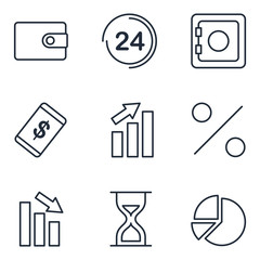 Aufkleber - Finance set icon template color editable. Finance pack symbol vector sign isolated on white background icons vector illustration for graphic and web design.