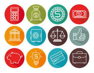 Sticker - bundle of business set icons vector illustration design