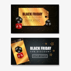 Wall Mural - set poster of black friday and decoration vector illustration design