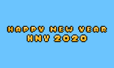 Wall Mural - Pixel art 8bit happy new year text design.