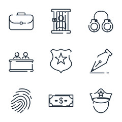 Aufkleber - Law and Justice set icon template color editable. Law and Justice pack symbol vector sign isolated on white background icons vector illustration for graphic and web design.