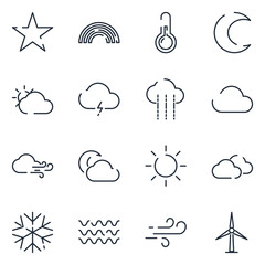 Aufkleber - Weather set icon template color editable. Wind, Blizzard, Sun, Rain and more symbol vector sign isolated on white background icons vector illustration for graphic and web design.