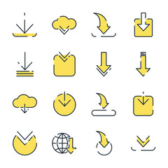 Poster - Hosting download set icon template color editable. Hosting upload pack symbol vector sign isolated on white background icons vector illustration for graphic and web design.