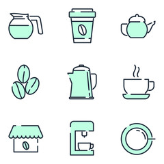 Aufkleber - Coffee set icon template color editable. Coffee pack symbol vector sign isolated on white background icons vector illustration for graphic and web design.