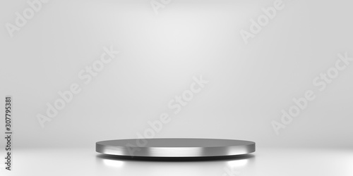 Fotografía Silver pedestal of platform display with luxury stand podium on white room background