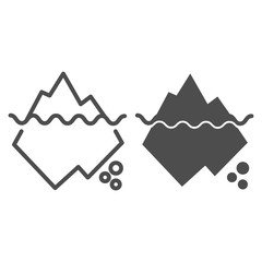 Poster - iceberg in water line and glyph icon. berg vector illustration isolated on white. antarctic outline 