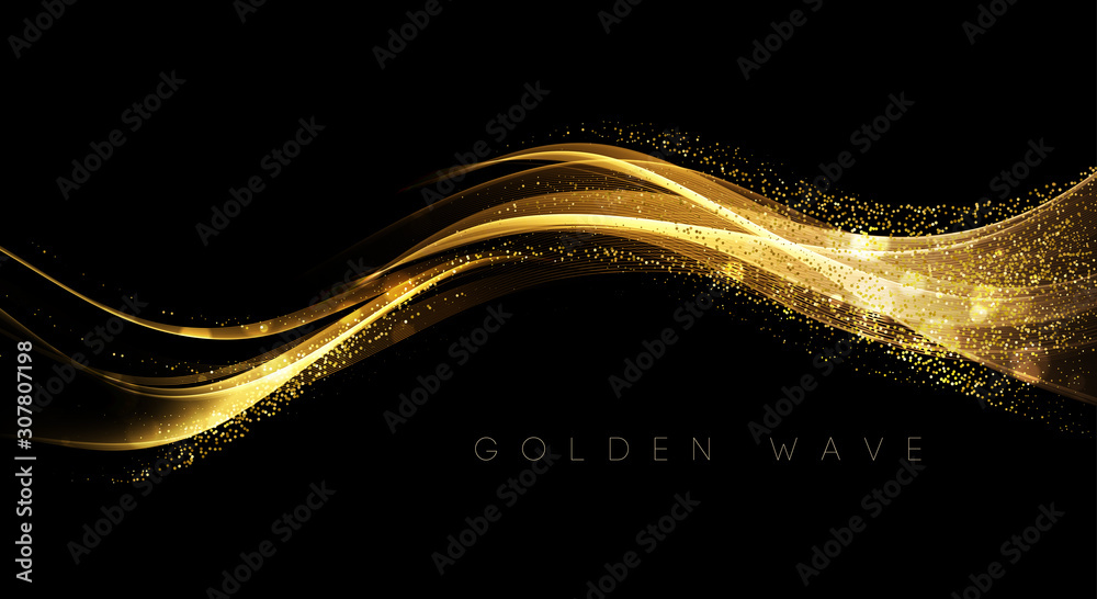 Golden Color Wave Abstract shiny color gold wave design element Stock Vector | Adobe Stock