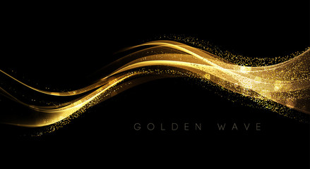 Poster - Abstract shiny color gold wave design element