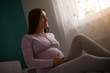 © djoronimo - Happy pregnant woman relaxing at home.