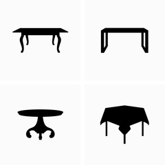 Wall Mural - Various shapes and styles of modern and vintage tables