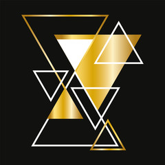 Fototapete - Background with gold and white triangle. Dynamic Design Template.