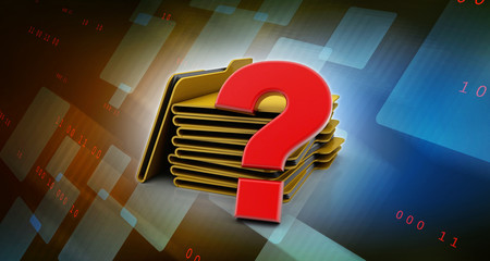 3d rendering file folder with question symbol