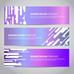 Wall Mural - banners vector design or headers web template with abstract geometric holographic trendy background