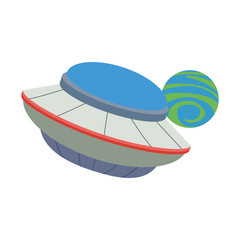 Sticker - flying saucer and space planet icon