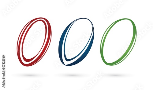 Photographie Rugby ball outline cartoon sport graphic vector.