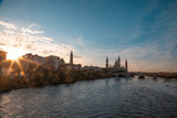 Fototapeta Londyn - Zaragoza November 29, 2019, Rio Ebro as it passes through the city of Zaragoza