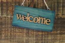 Welcome Sign And Home Decor With Space Copy Background