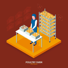 Wall Mural - Poultry Farm Worker Composition