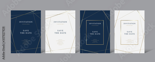 Fotografía Vintage luxury invitation card set with golden frame vector design