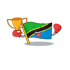 Sticker - Super cool Boxing winner flag tanzania in mascot cartoon style