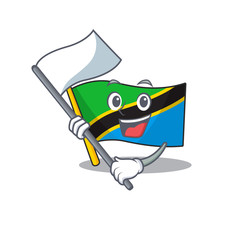 Sticker - cute flag standing with flag tanzania cartoon character style