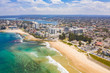 View of Cronulla beach and coastline in Sydney’s south, Australia on a sunny day 