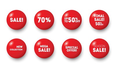 Poster - red sale badges buttons. special offer shop button, new badge and season sale sticker circle label.