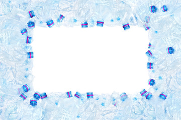 Wall Mural - Crumpled blue plastic water- bottles framework on white background