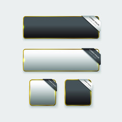 Wall Mural - button set web glossy black goldv